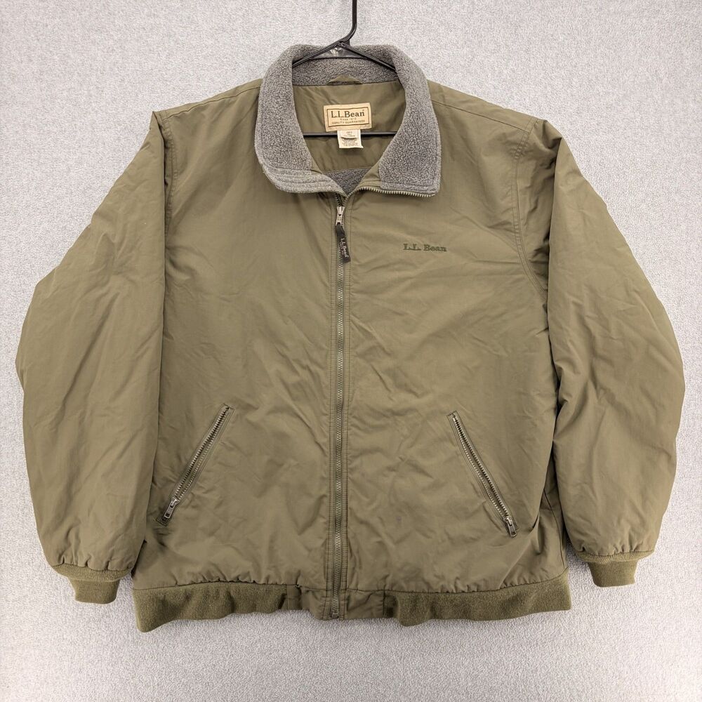 L.L. Bean Polartec Fleece Lined Jacket Mens XXL Tall Olive Green Full Zip